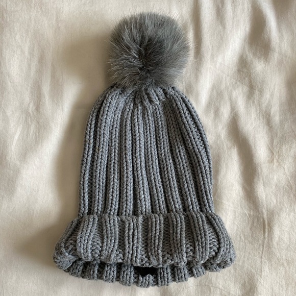Grey Faux Fur Pom Knit Toque, Mexx - Picture 4 of 4